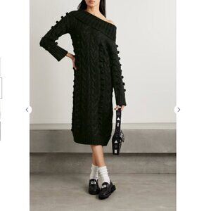 NWT Farm Rio XS Black Braided Midi Fall Winter Sweater Anthropologie Dress